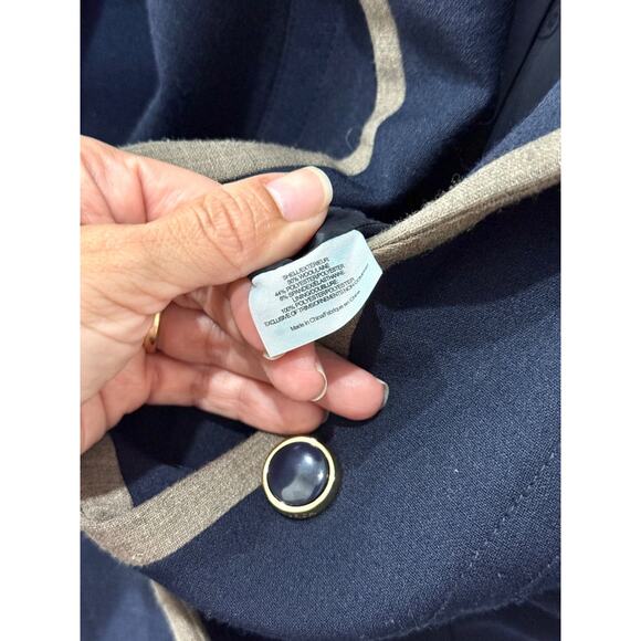 Tory Burch Wool Blend Gold Tone Single Breasted Blazer Jacket Navy Blue Womens 6 - Picture 6 of 6